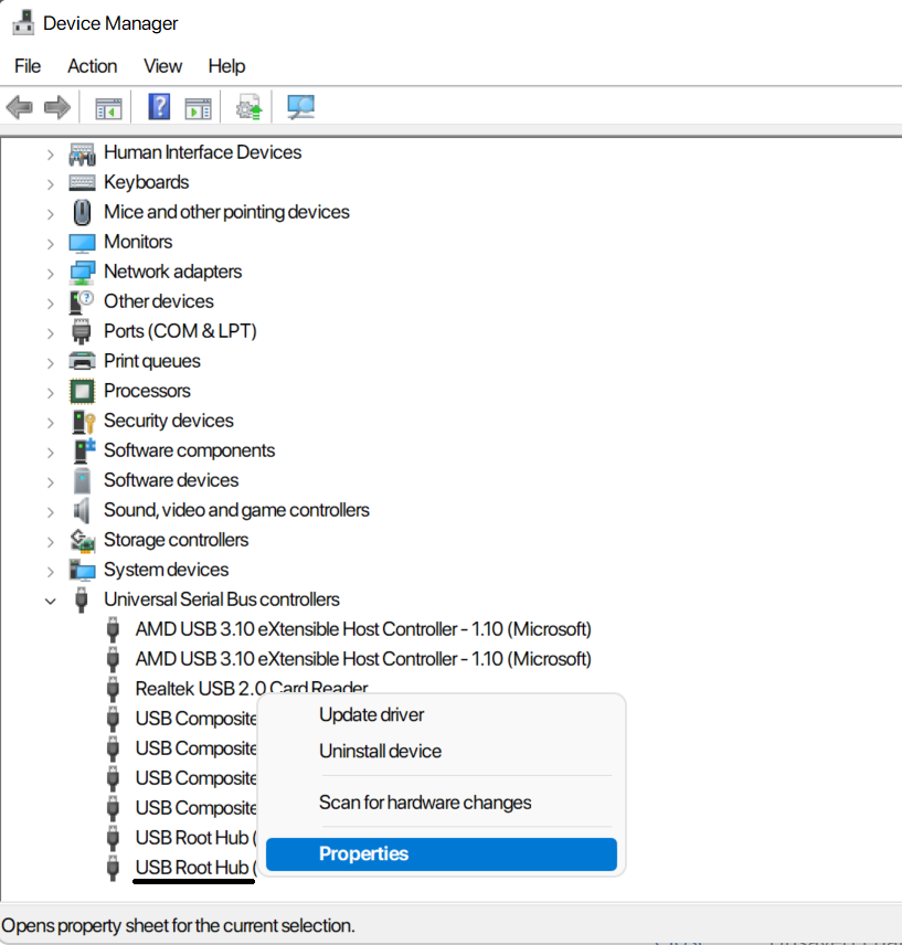 Disable turning off USB Hubs - step 1