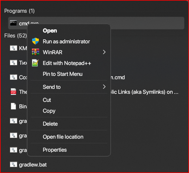 cmd: Run as Administrator