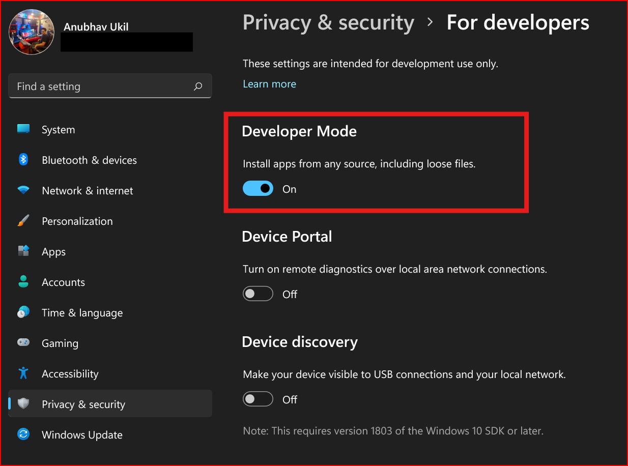 Developer Mode