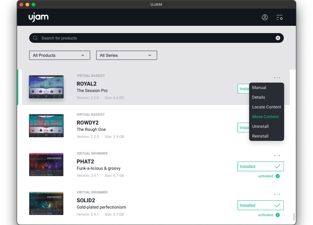 UJAM App: Move content to alternative location